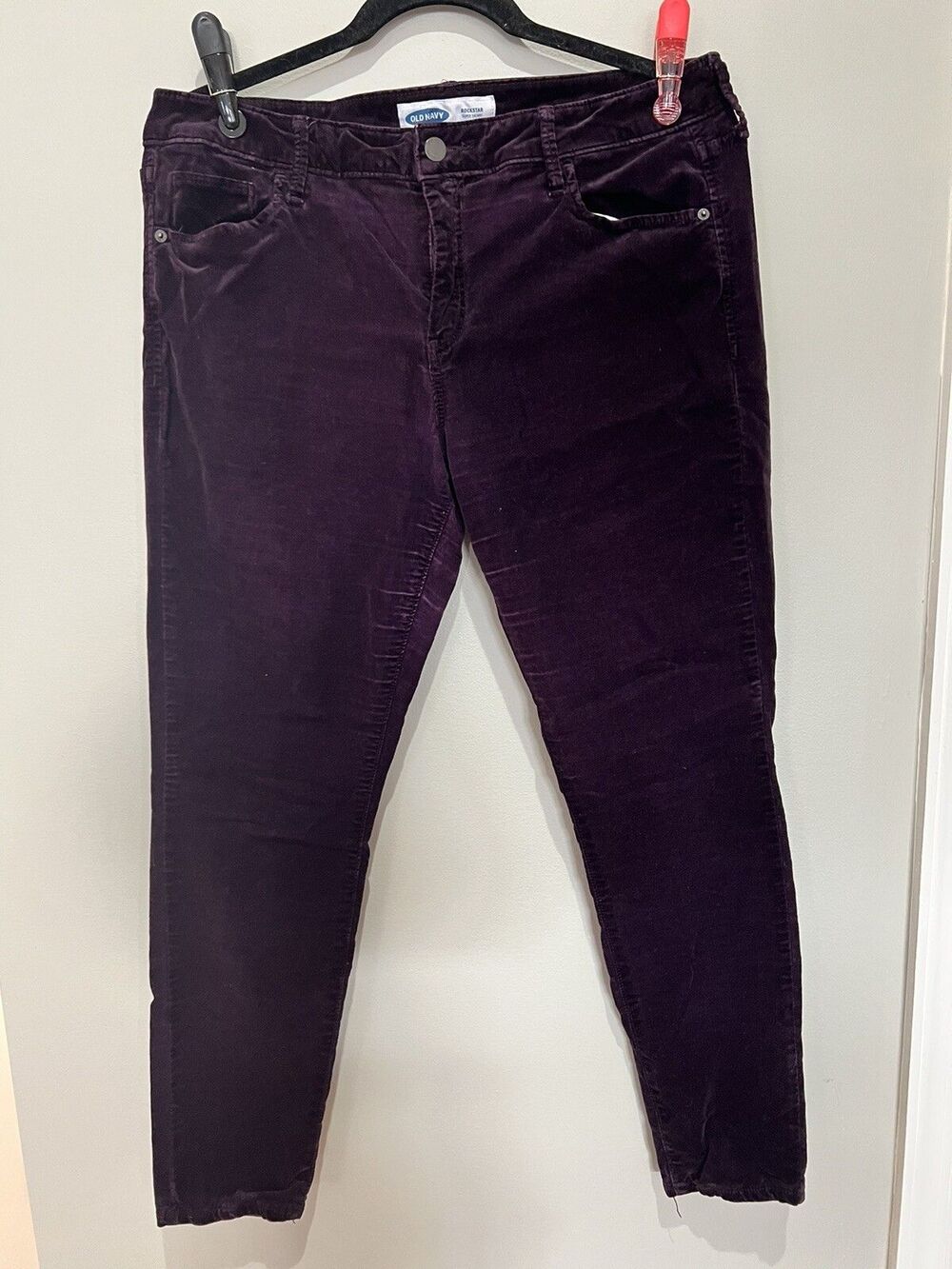 Old Navy Rockstar Super Skinny Purple Velvet 5 Pocket Jeans Size 14